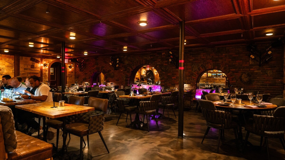 The dining room at Violette's set for the evening
